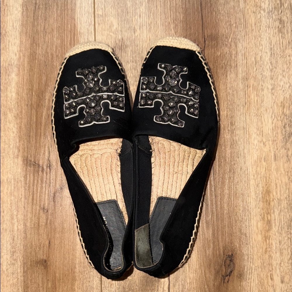 Black Espadrille Flats Tory Burch